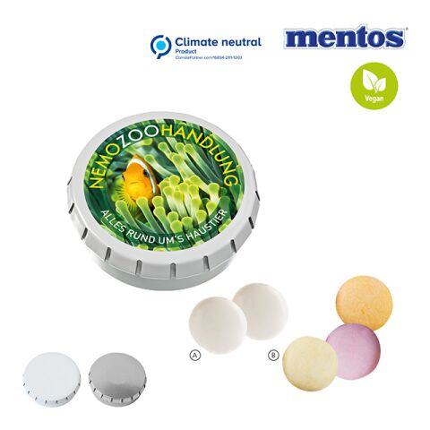 SUPER MINI Boîte «Clic-Clac» avec mentos, 55g blanc | Tampographie 4 couleurs | Mentos Classic Fruit Mix 