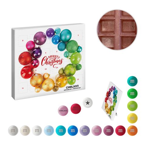 Calendrier de l&#039;avent Mini –  version écologique avec des Bonbons en chocolat M&amp;M&#039;S® personnalisés Impression Numérique ou Offset