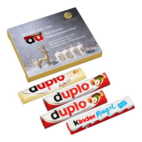 Pack de 4 „Jours de l’avent“ duplo avec duplo classic, duplo blanc &amp; Kinder Chocolat Impression Numérique 4 couleurs