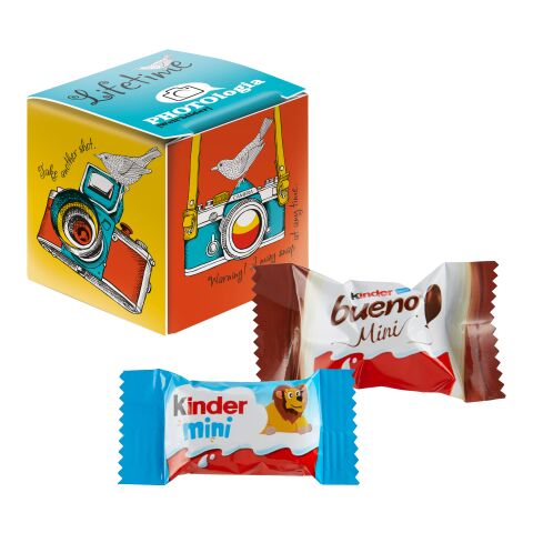 Mini-cube publicitaire avec Kinder Chocolat Mini et Kinder Bueno Mini Numérique ou Offset