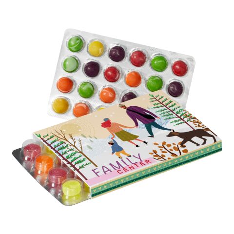 Etui promotionnel pour blister avec pastilles Pulmoll ou avec SKITTLES® blanc | sans marquage