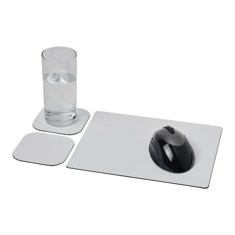 Ensemble de tapis de souris et de dessous de verre Brite-Mat® 3 Noir | Impression Papier | Top | 95 mm x 95 mm