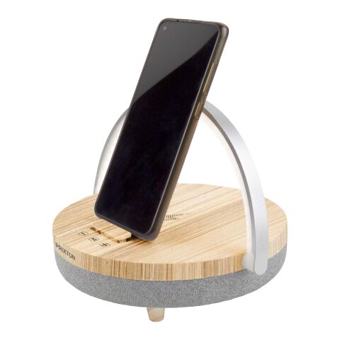 Enceinte Bluetooth® 4-en-1 Prixton de 10 W avec lumière LED et station de charge sans fil Standard | Bois | sans marquage | non disponible | non disponible