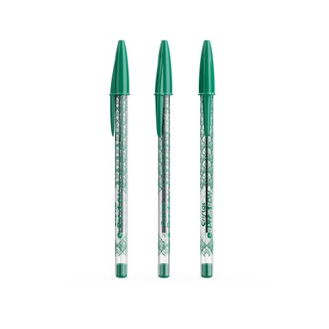 BIC® Cristal® Expression vert-Noir | encre verte | Impression Numérique | Corps-Face arrière | 26.00 mm x 110.00 mm