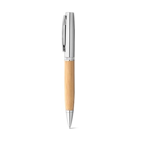 FUJI. Stylo bille en bambou et métal avec étui en ABS Beige | sans marquage