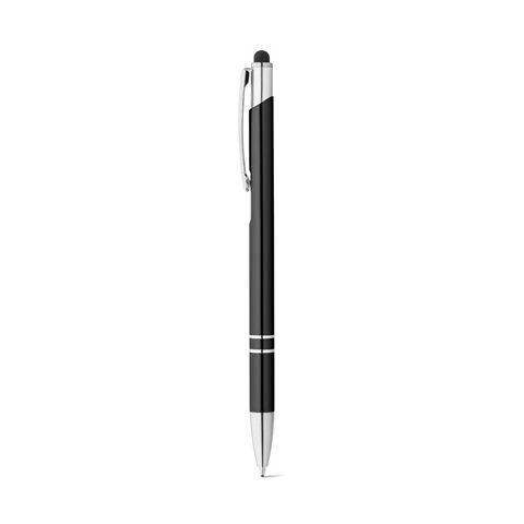 GALBA. Stylo en aluminium avec pointe tactile et clip Noir | sans marquage