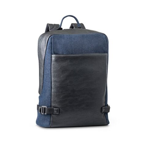 DIVERGENT BACKPACK I. Sac à dos pour ordinateur portable jusqu&#039;à 15.6&quot; en denim et PU Bleu marine | 15 L | sans marquage