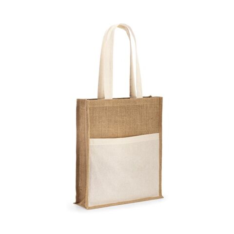 BRAGA. Sac en jute (240 g/m²) avec pochette 100% coton (140 gm²) Beige | sans marquage