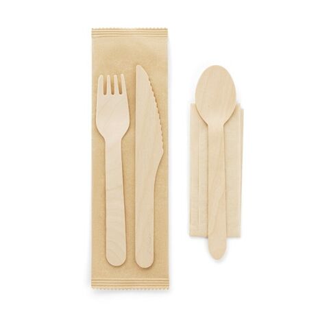 SUYA. Ensemble de couverts en bois Beige | sans marquage