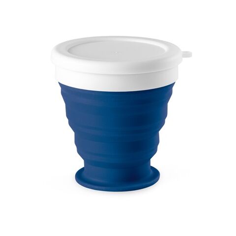 ASTRADA. Verre de voyage pliable 250mL en silicone et PP Bleu | sans marquage