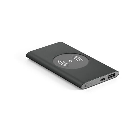 CASSINI. Batterie portable et chargeur sans fil en aluminium 4&#039;000 mAh Noir | 4000 Mah | sans marquage