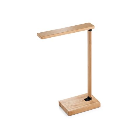 MOREY. Lampe de bureau pliable en bambou avec chargeur sans fil Beige | sans marquage