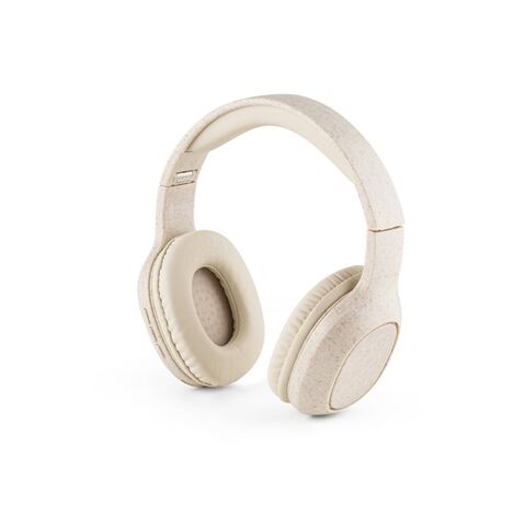 FEYNMAN. Casque audio sans fil en ABS et fibre de paille de blé Beige | 400 Mah | sans marquage