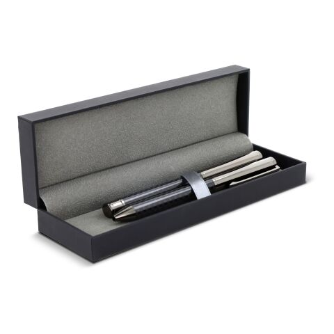 Ensemble stylo à bille et roller en métal bois de noyer dans une boîte cadeau Bronze nickelé foncé | sans marquage | non disponible | non disponible | non disponible