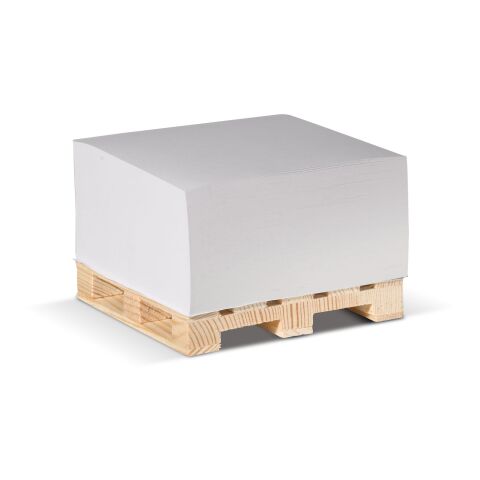 Bloc cube 10x10x5cm FSC sur palette en bois Blanc | sans marquage | non disponible | non disponible | non disponible