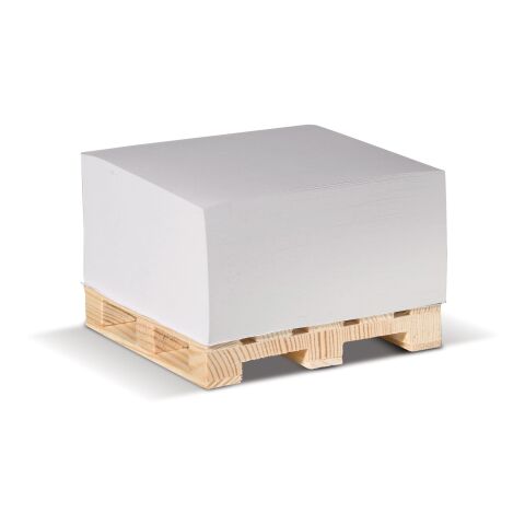 Cube papier sur palette bois 10x10x5cm Blanc | sans marquage | non disponible | non disponible | non disponible