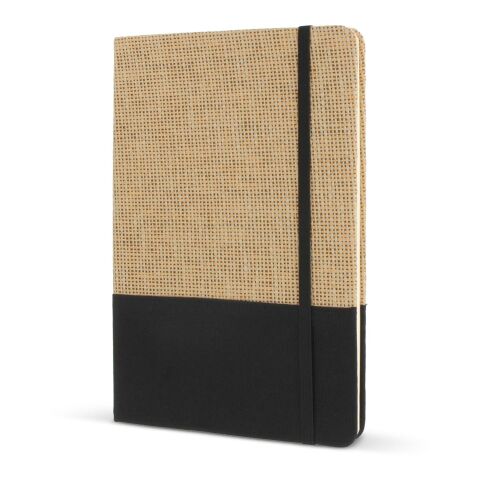 Carnet de notes en jute R-PET GRS noir | sans marquage | non disponible | non disponible | non disponible