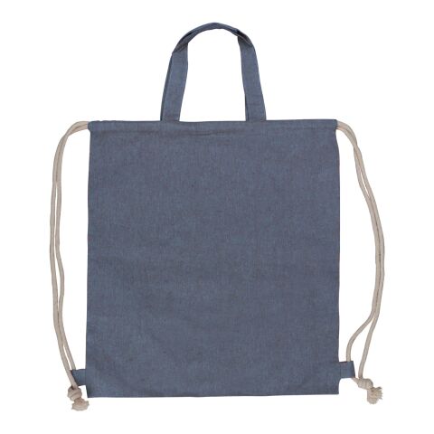 Sac cordelettes en coton recyclé 38x42cm Bleu / Blanc | sans marquage | non disponible | non disponible | non disponible