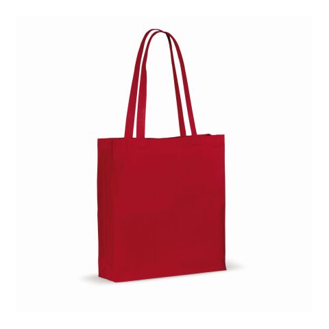 Sac en coton recyclé avec soufflet 140g/m² 38x10x42cm Rouge / blanc | sans marquage | non disponible | non disponible | non disponible