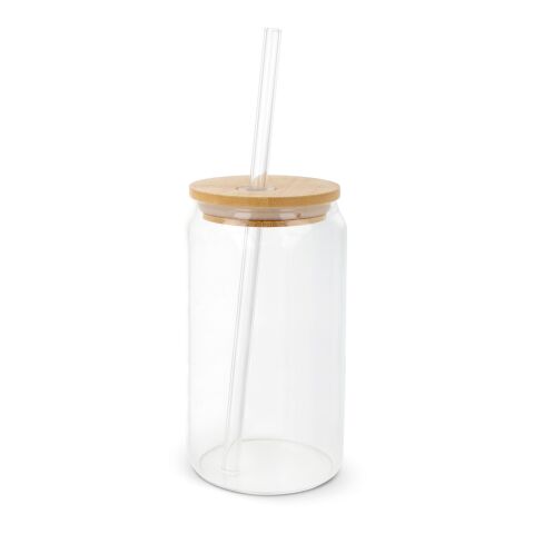 Verre avec couvercle en bambou et paille 450 ml Transparent | sans marquage | non disponible | non disponible | non disponible