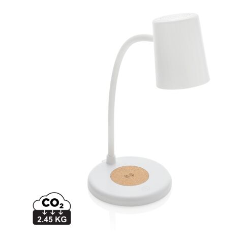 Lampe de bureau 15W  en liège et plastique RCS Zenara blanc | sans marquage | non disponible | non disponible