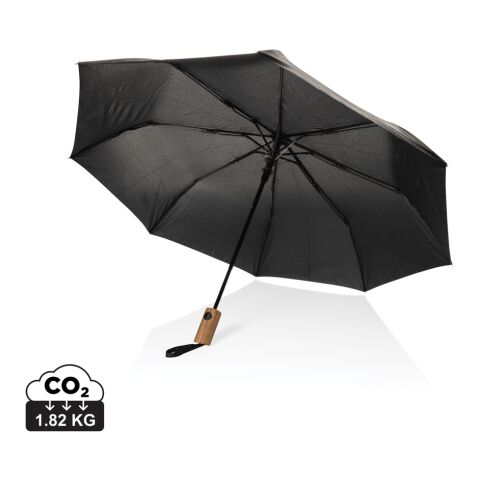 Mini parapluie 21&quot; à ouverture auto en bois d&#039;acacia Kaycey noir | sans marquage | non disponible | non disponible