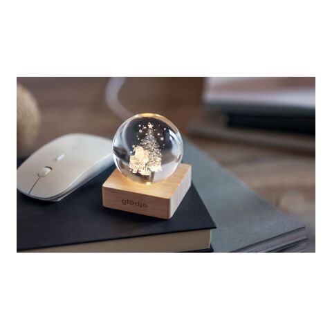 Boule de Noël verre avec LED bois | sans marquage | non disponible | non disponible