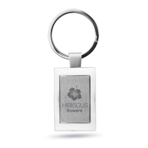 Porte-clés rectangulaire métal argent mate | sans marquage | non disponible | non disponible