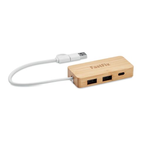 Hub USB 3 ports en bambou