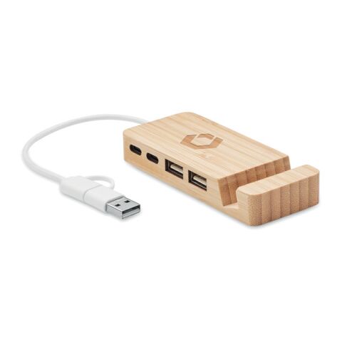 Hub USB 4 ports en bambou