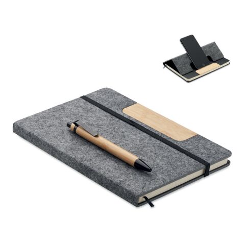 Carnet A5 RPET et stylo gris foncé | sans marquage | non disponible | non disponible | non disponible