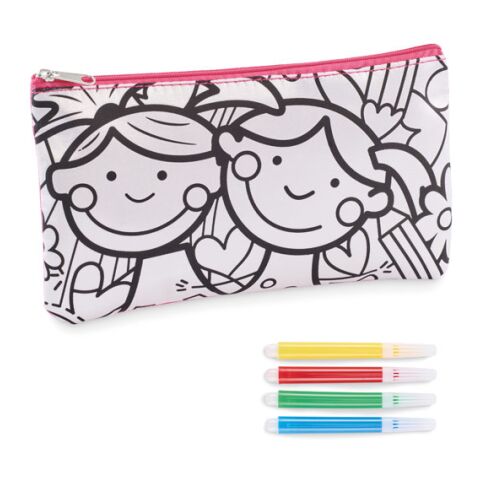 Trousse à crayons avec feutres rose | sans marquage | non disponible | non disponible | non disponible