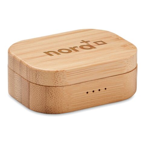 TWS earbuds in bamboo case bois | sans marquage | non disponible | non disponible | non disponible