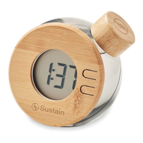 Water powered bamboo LCD clock gris transparent | sans marquage | non disponible | non disponible | non disponible