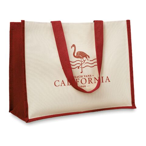 Sac shopping en jute et toile rouge | sans marquage | non disponible | non disponible | non disponible