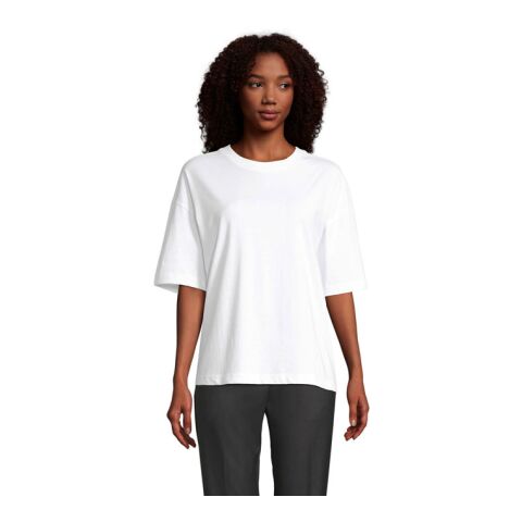 BOXY WOMEN T-SHIRT OVERSIZE blanc | XL | Screen printing 1 couleur | Bras droit | 100 mm x 70 mm | non disponible